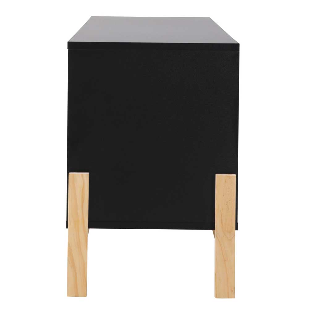 140x52x35 TV Lowboard in Schwarz & Pinie Natur - Estrevin