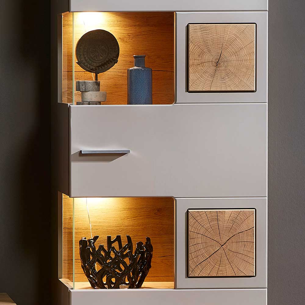 65x205x37 Wohnzimmerschrank mit Glaseinsätzen - Fraguca I