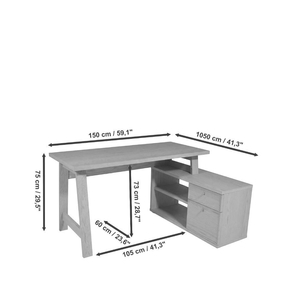 Schreibtisch in Eiche Hell Holzoptik - Vladgo