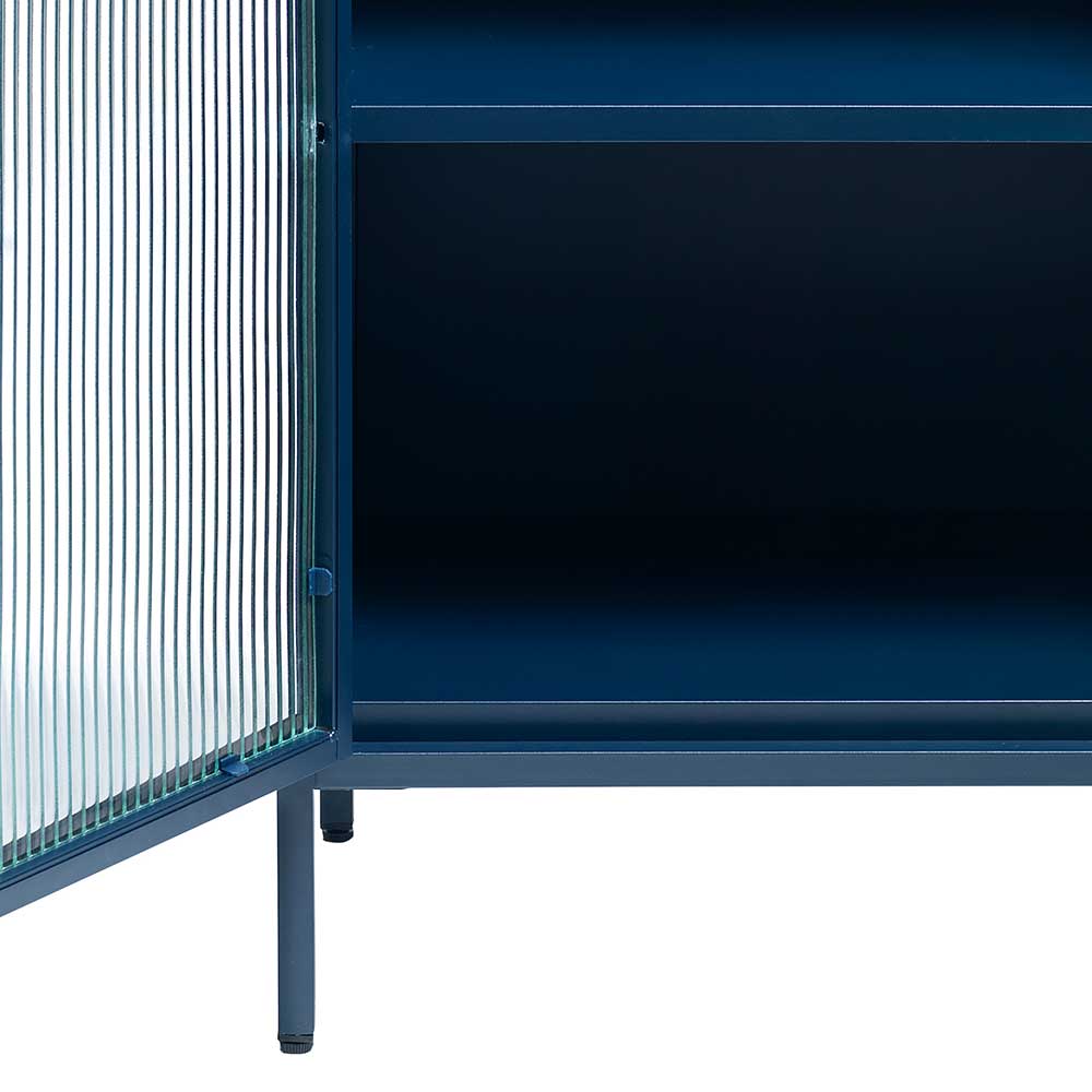58x160x40 cm Metall Vitrine in Blau - Liseola