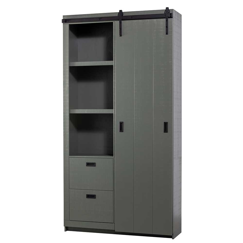 122x230x37 Schrank mit Schiebetür in Graugrün - Zlatka