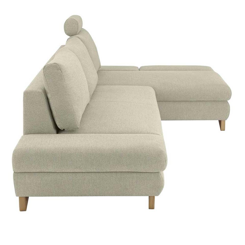 Strukturstoff Ecksofa in Beige - Baonga