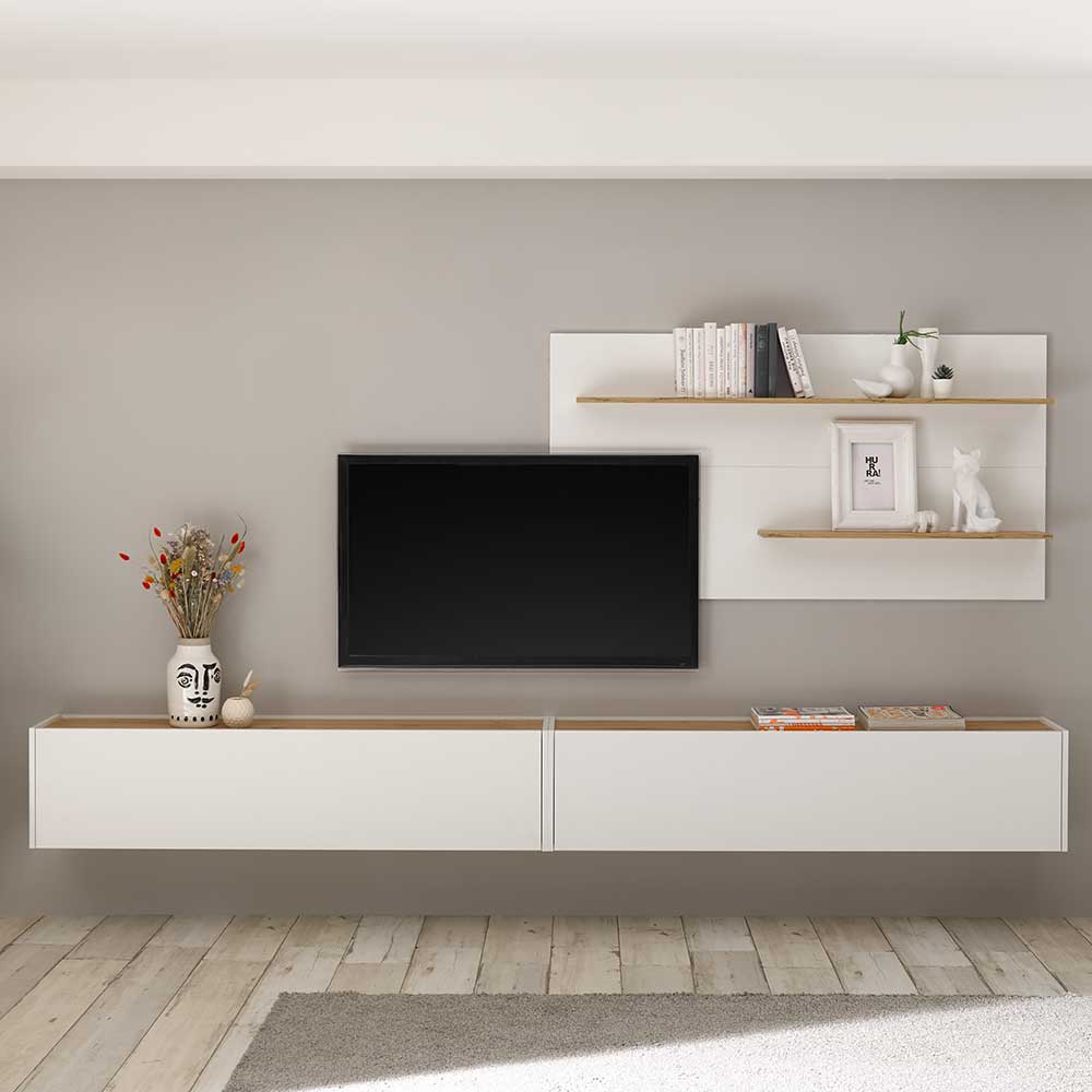 Anbauwand in Weiß & Wildeiche - Nonessia (dreiteilig)