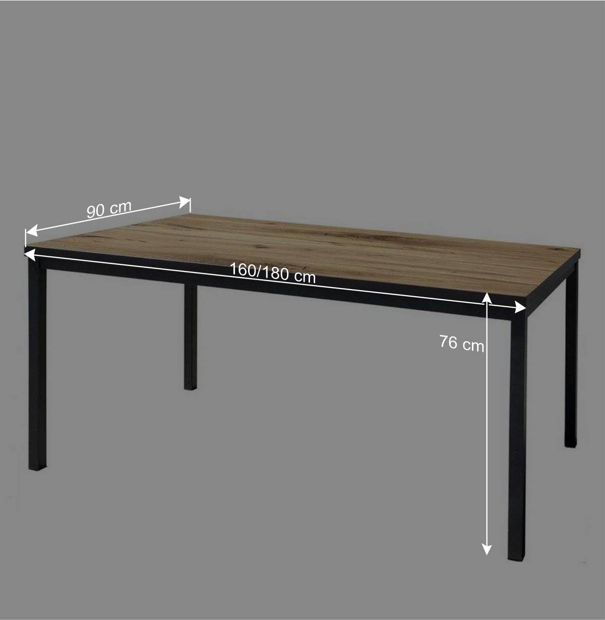 Esszimmer Tisch in Eiche Furnier & Schwarz - Sennya