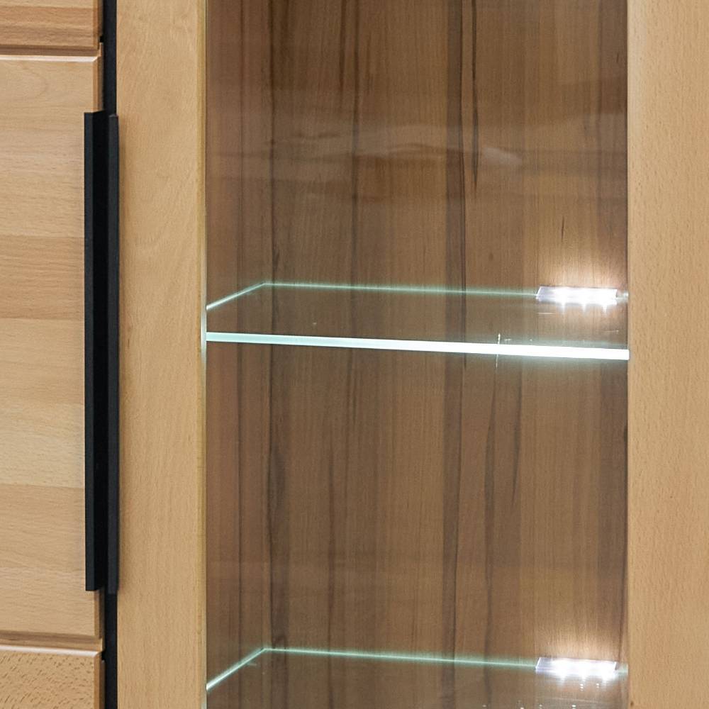 Highboard-Vitrine in Kernbuche teilmassiv - Bordana
