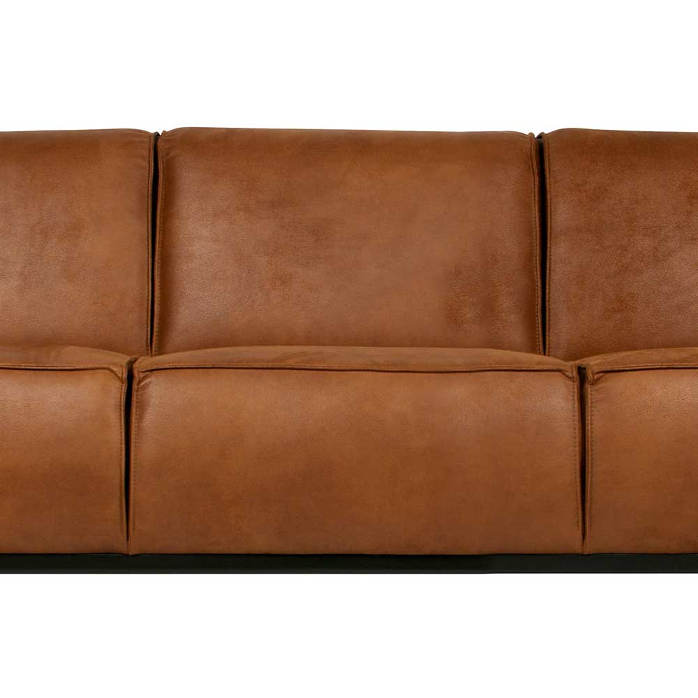 3er Leder Couch in Braun Cognac - Sunhide