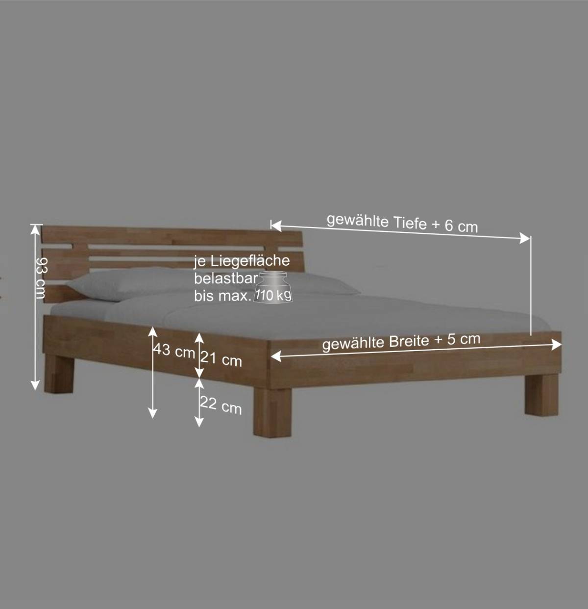 Modernes Buche Holzbett Pinatory mit Kopfteil