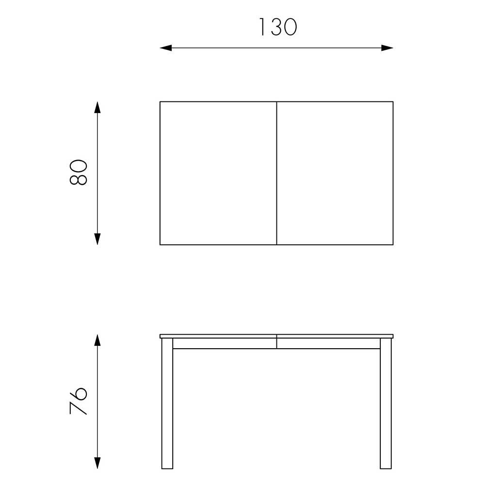 Teilmassiver Holztisch in Grau Sonna mit Mittelauszug