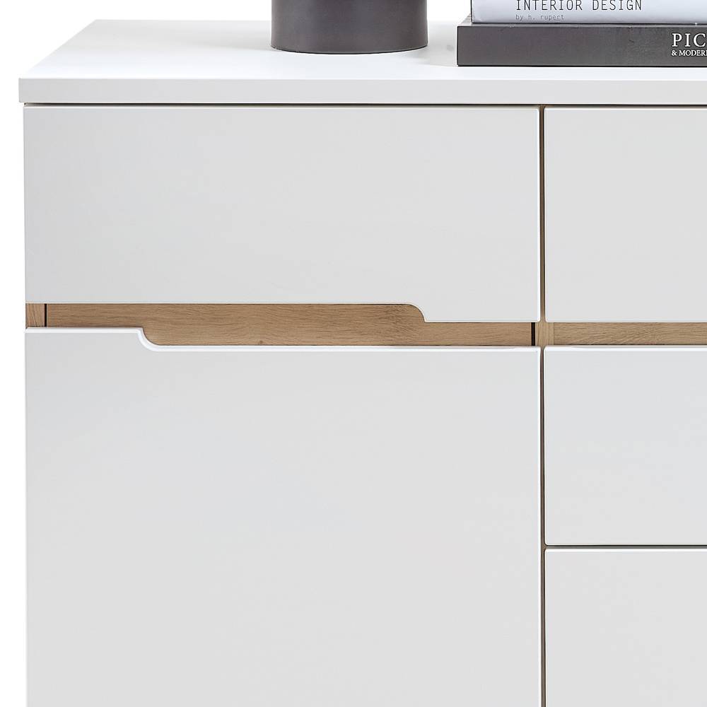 Sideboard in Weiß und Holzoptik Eiche - Anesto