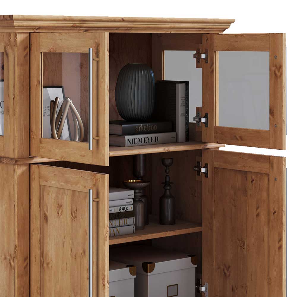 94x133x39 Modern Country Highboard aus Kiefer massiv - Noellisa
