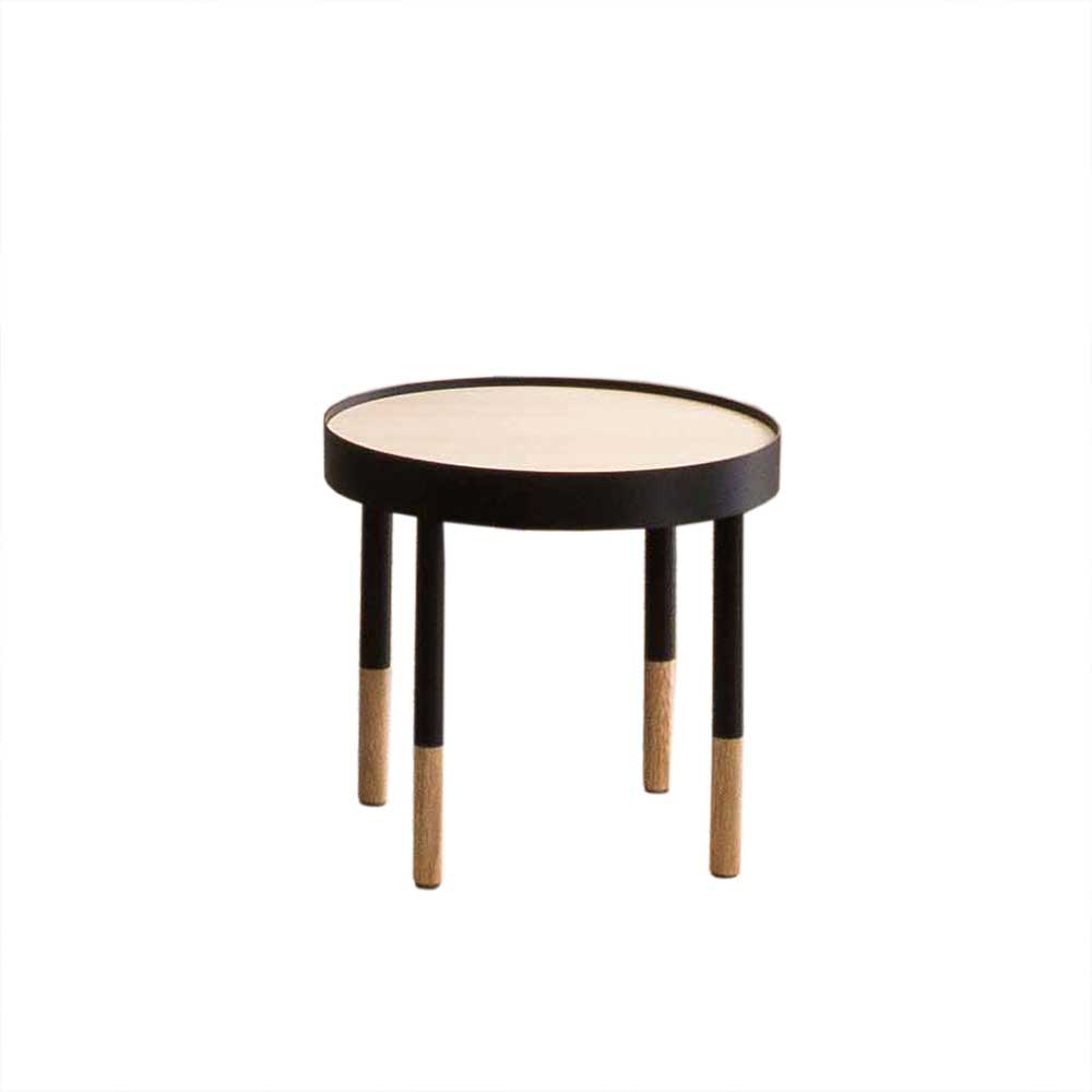Runder Design-Beistelltisch in Natur & Schwarz - Orthos