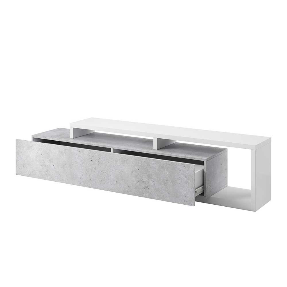 Designer TV Anbauwand in Betonoptik - Venatio (dreiteilig)