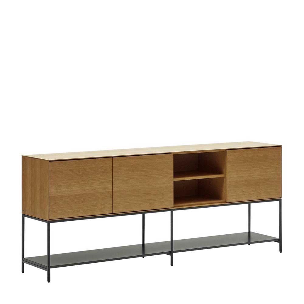 Elegantes Design Sideboard in Eiche und Anthrazit mit kombinierten Stauraumfächern – Utperio