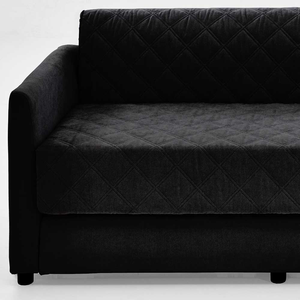 H2 Schlafcouch mit Topper in Schwarz Stoff - Casmanian