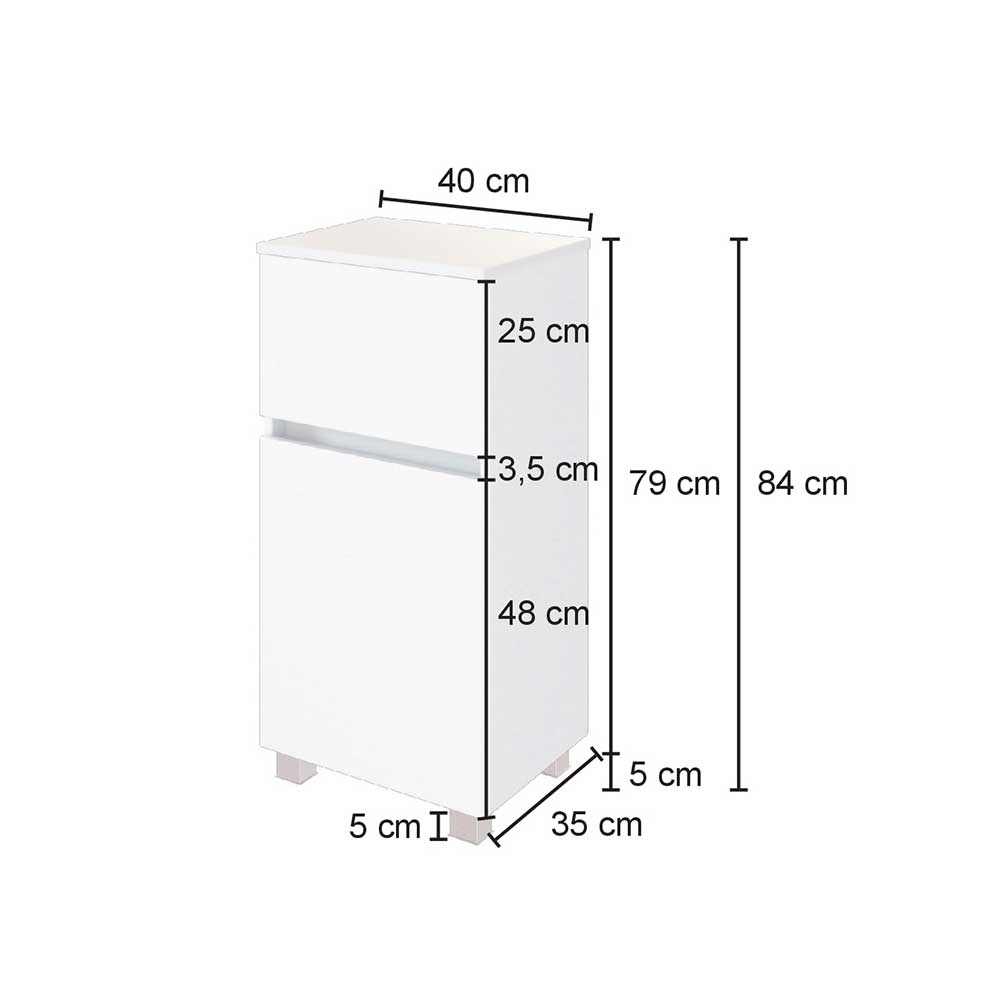 40x84x35 Badschrank mit Schublade & Tür - Endely I
