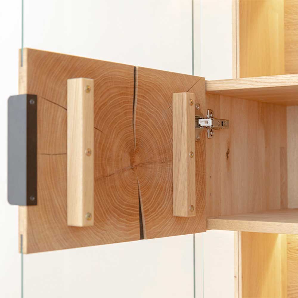 Eichenholz Highboard mit Hirnholz Applikation - Deruta