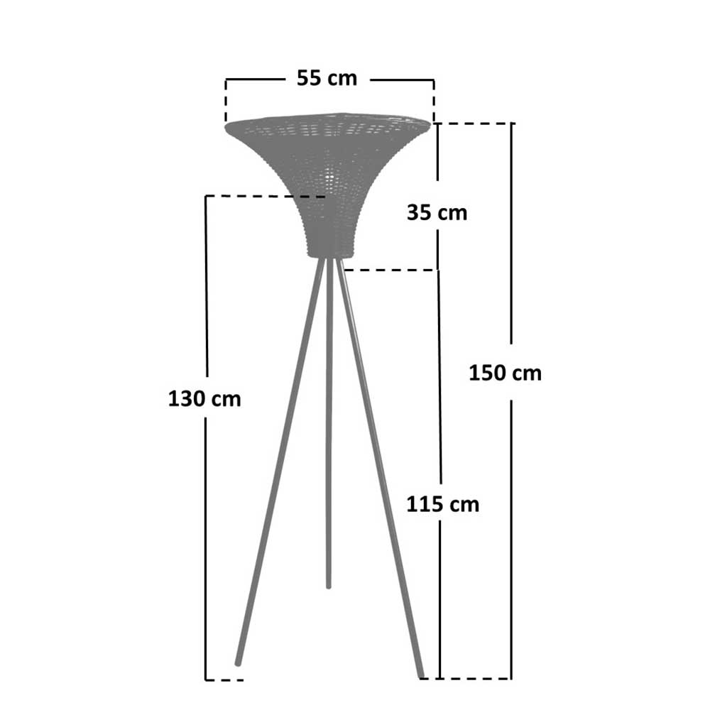 Stehlampe mit Seegras Geflecht Schirm - Ciranzo