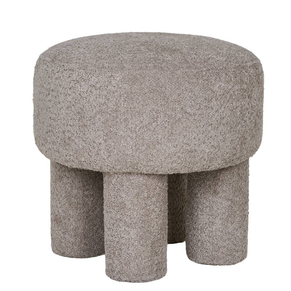 Polsterhocker in Hellgrau Boucle - Pandorra