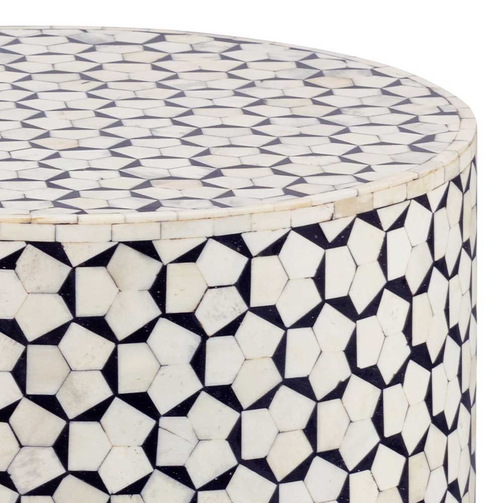 Design Beistelltisch mit Knochen Intarsien - Amdona