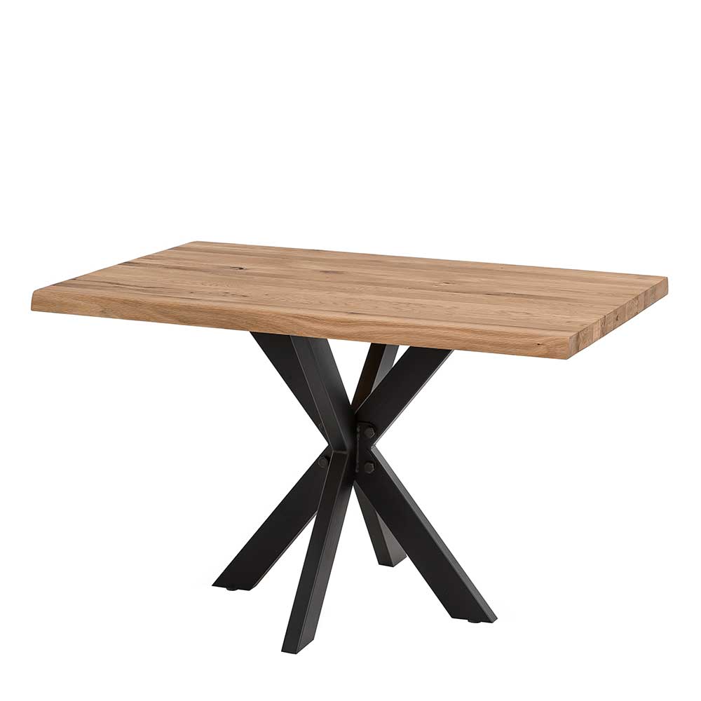 80cm breiter Eiche Esstisch mit Metallgestell - Vledona I
