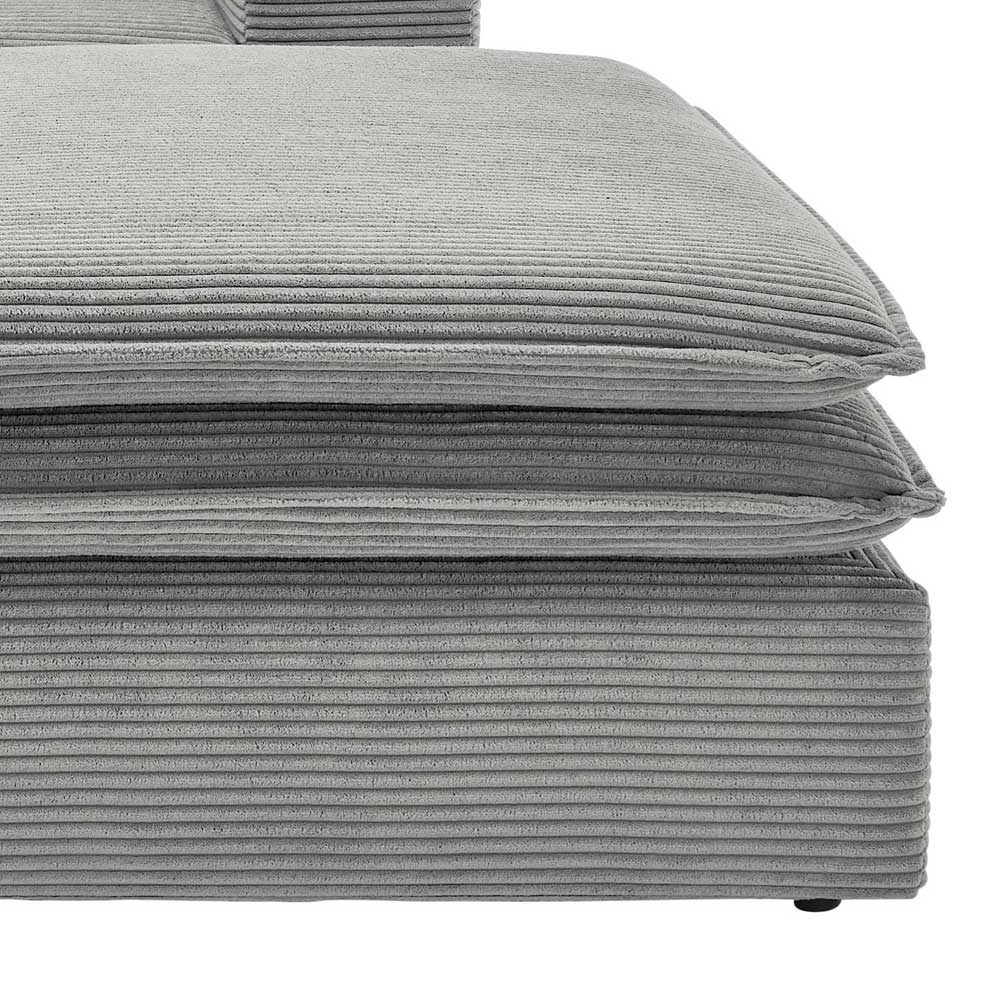 Cord Sessel und Hocker in Hellgrau - Tessina (zweiteilig)