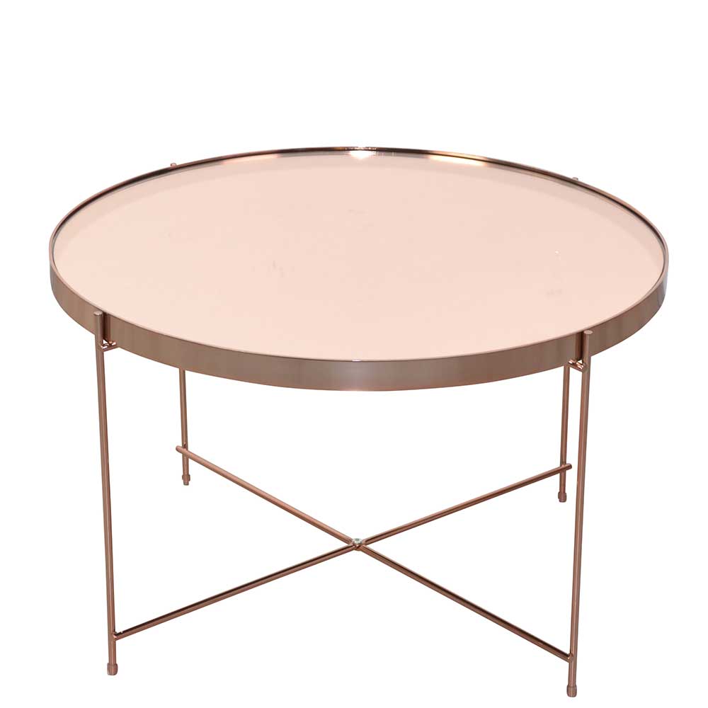 Runder Wohnzimmertisch in Rosegold - Linall