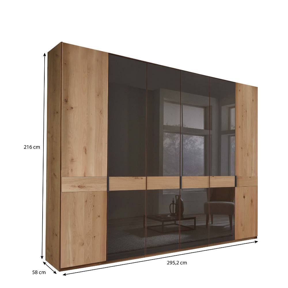 6-türiger Schlafzimmerschrank mit Glas - Vutonia