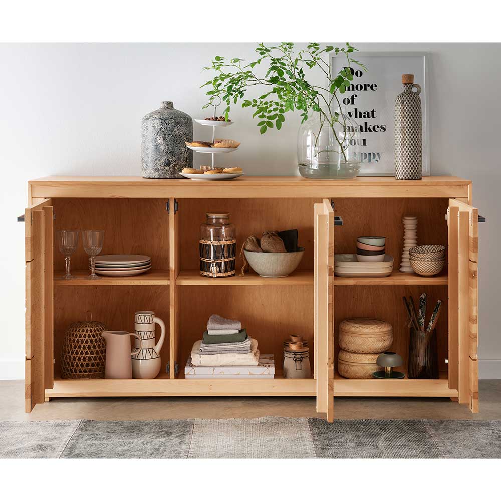 172x86x40 Modernes Kernbuche Sideboard 3-türig - Sarosca