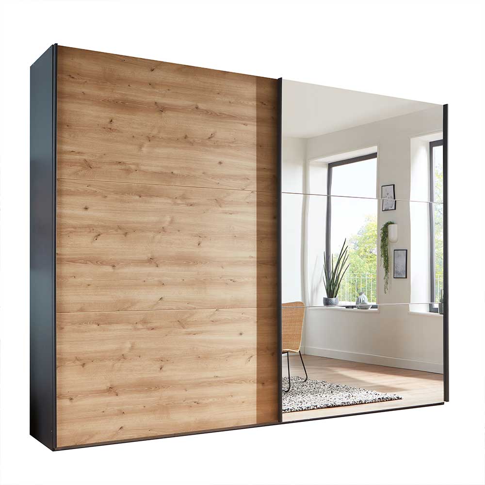 2-türiger Schwebetürenschrank mit Spiegel - Checky