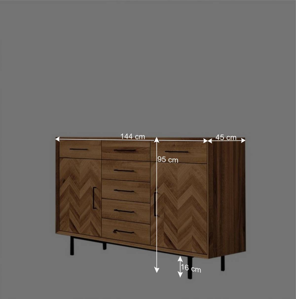 Designer Kommode aus Wildeiche & Stahl - Kerfa