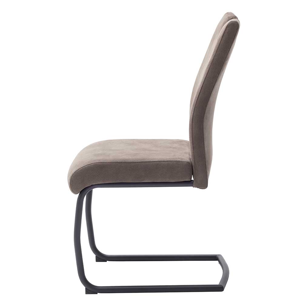 Microfaser Freischwinger in Beige - Unicat (2er Set)