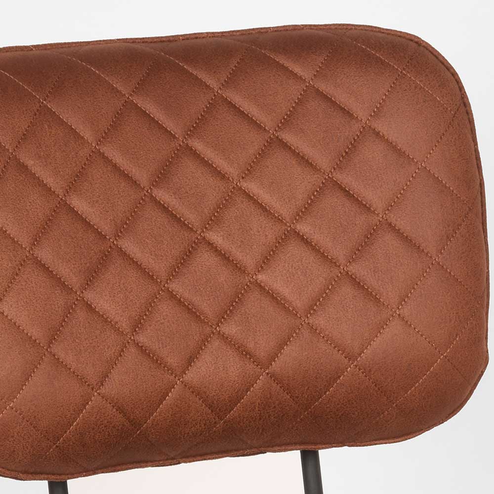 Microfaser Polsterstuhl in Braun Cognac - Vuressa (2er Set)