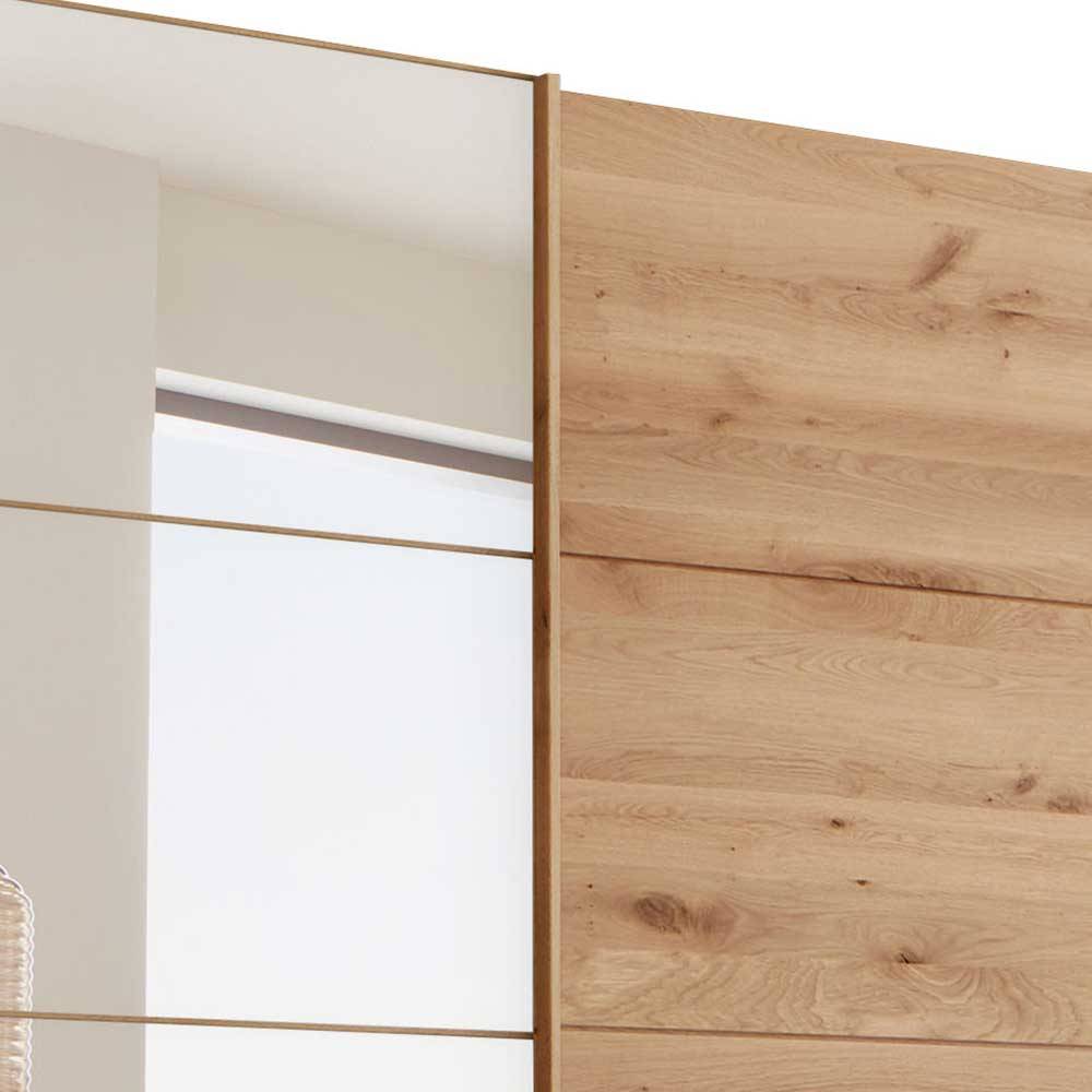 Schlafzimmerschrank in Eiche Bianco mit Spiegel - Gonron