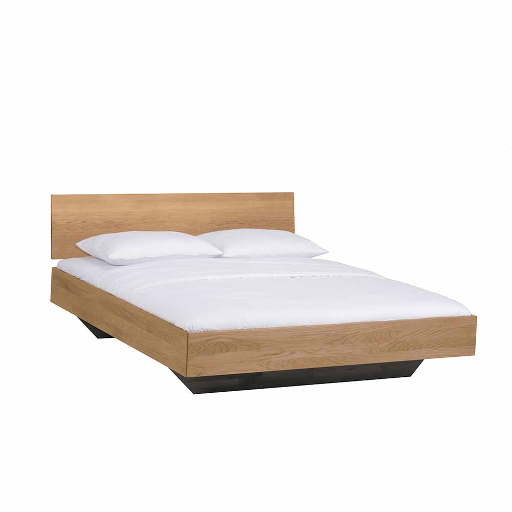 Wildeiche Bett Siao mit Kufengestell dunkel