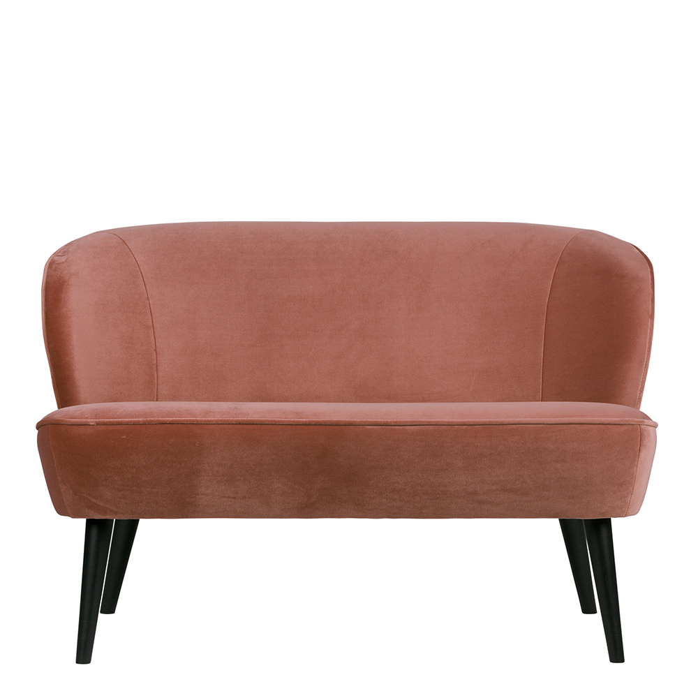 Retro Zweier Sofa in Rosa Samtbezug - Ismena