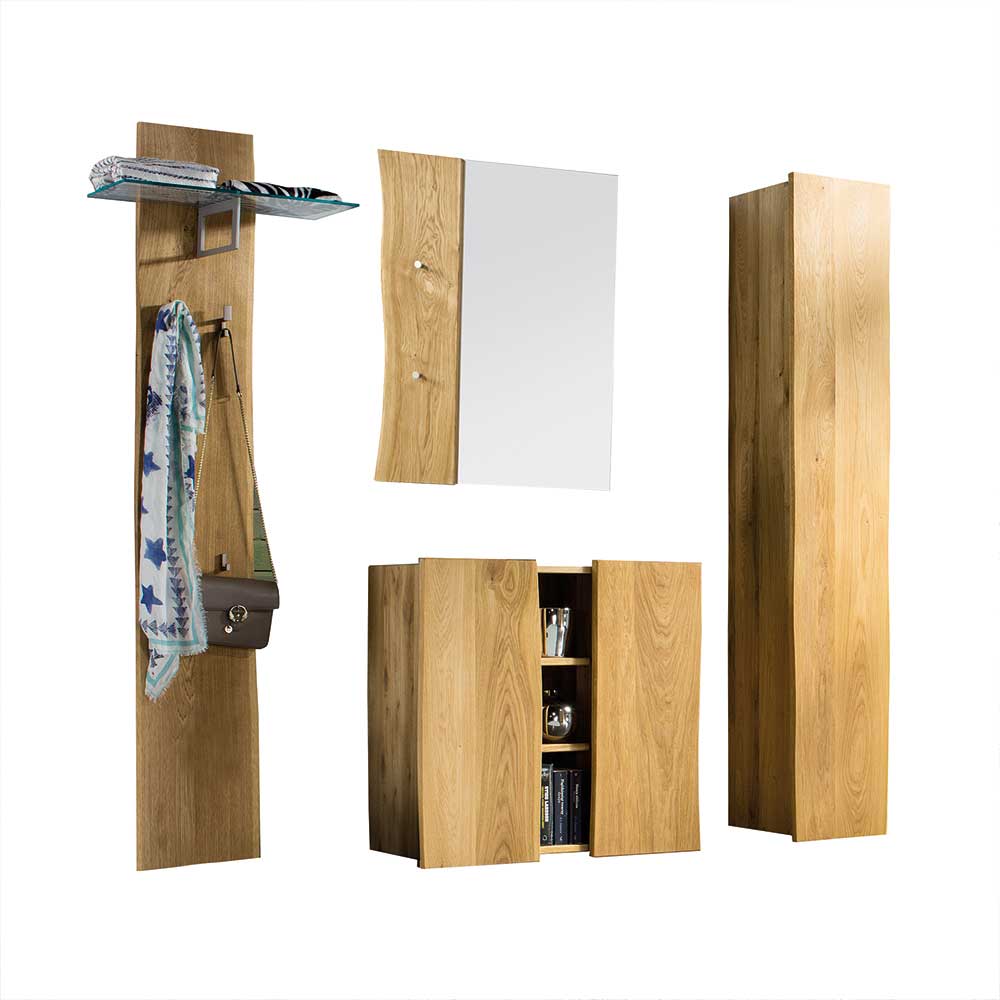 Massivholz Flurmöbel Set aus Eiche - Avidora (vierteilig)