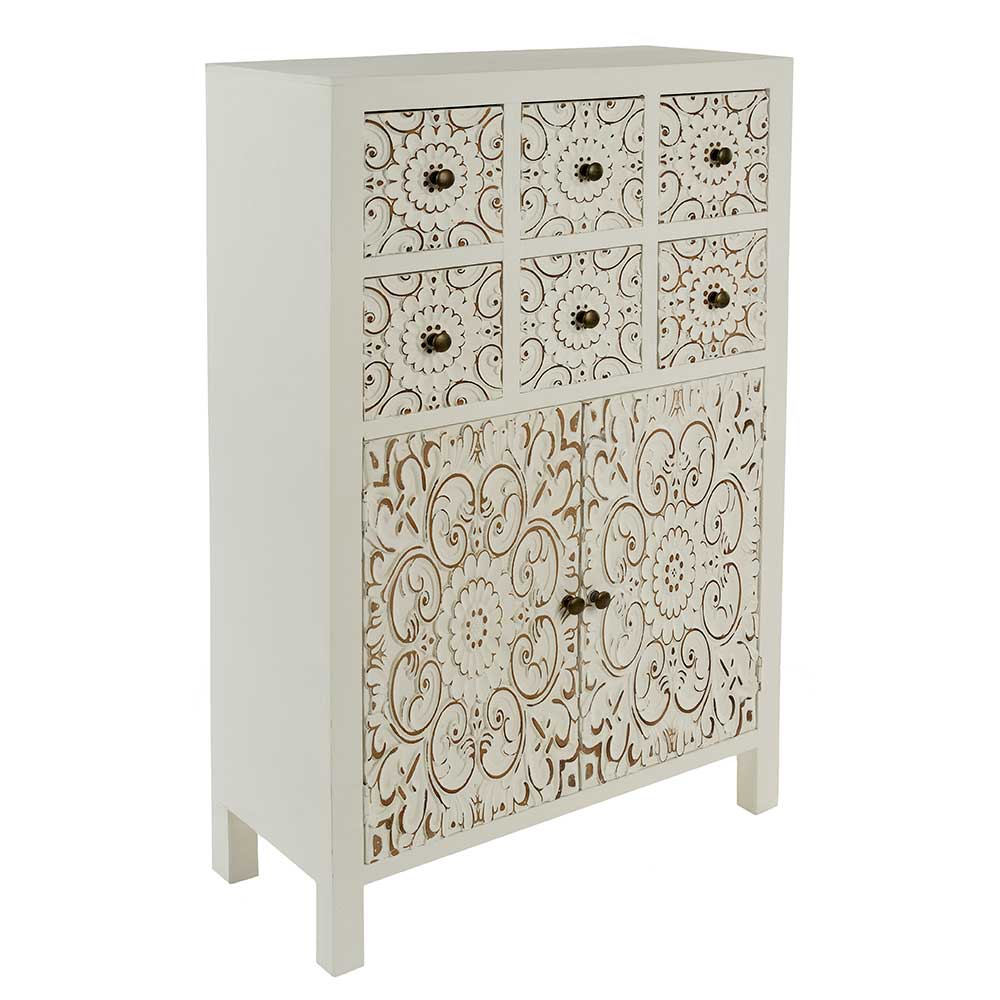 Shabby Highboard mit Ornament Muster Front - Acacio