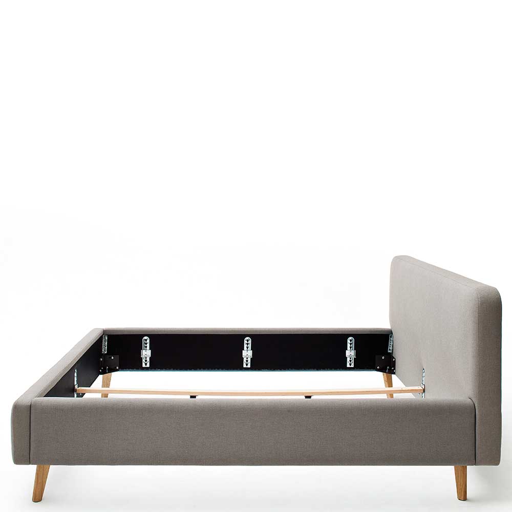 Modernes Stoff Doppelbett in Taupe - Vivien