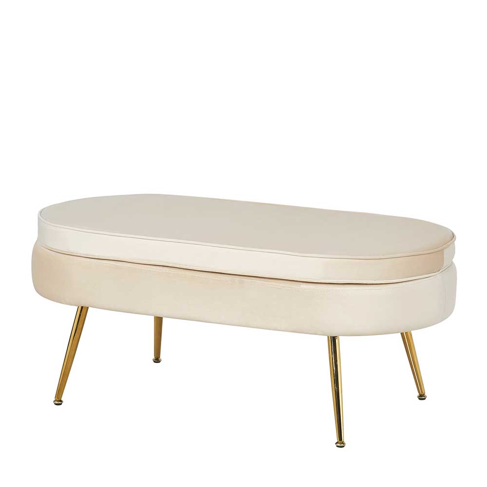 Eleganter Retro Style Hocker in Beige & Gold - Lugano