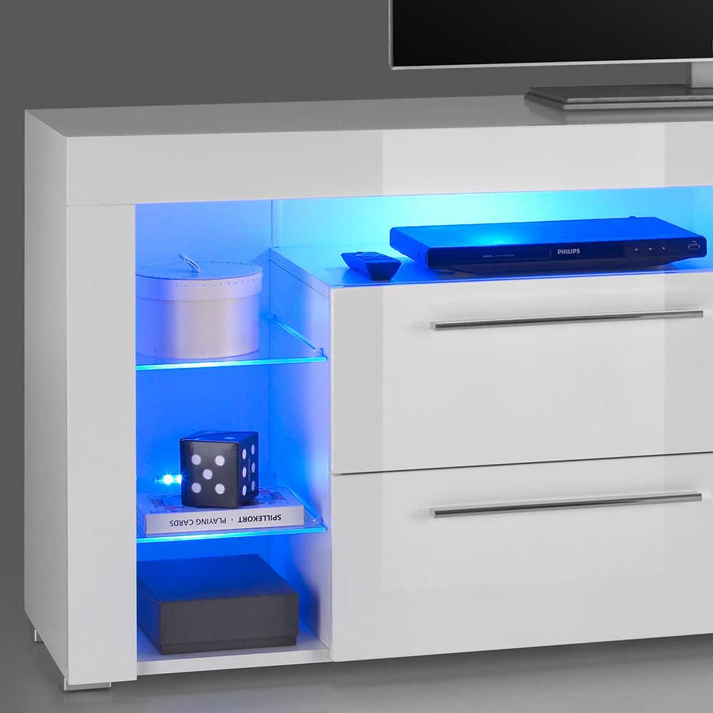 Beleuchtete TV Kommode mit 6 Fächern - Clouna