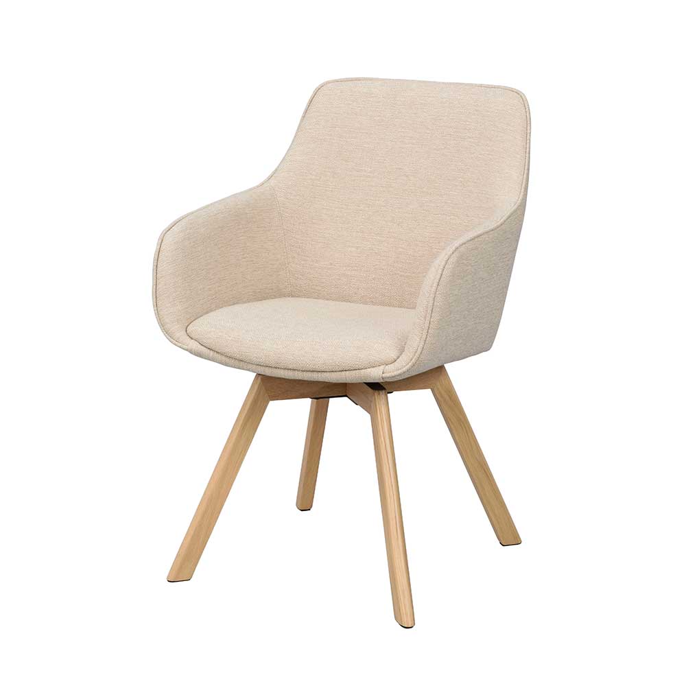 Drehbarer Tischsessel in Creme - Vecchio (2er Set)