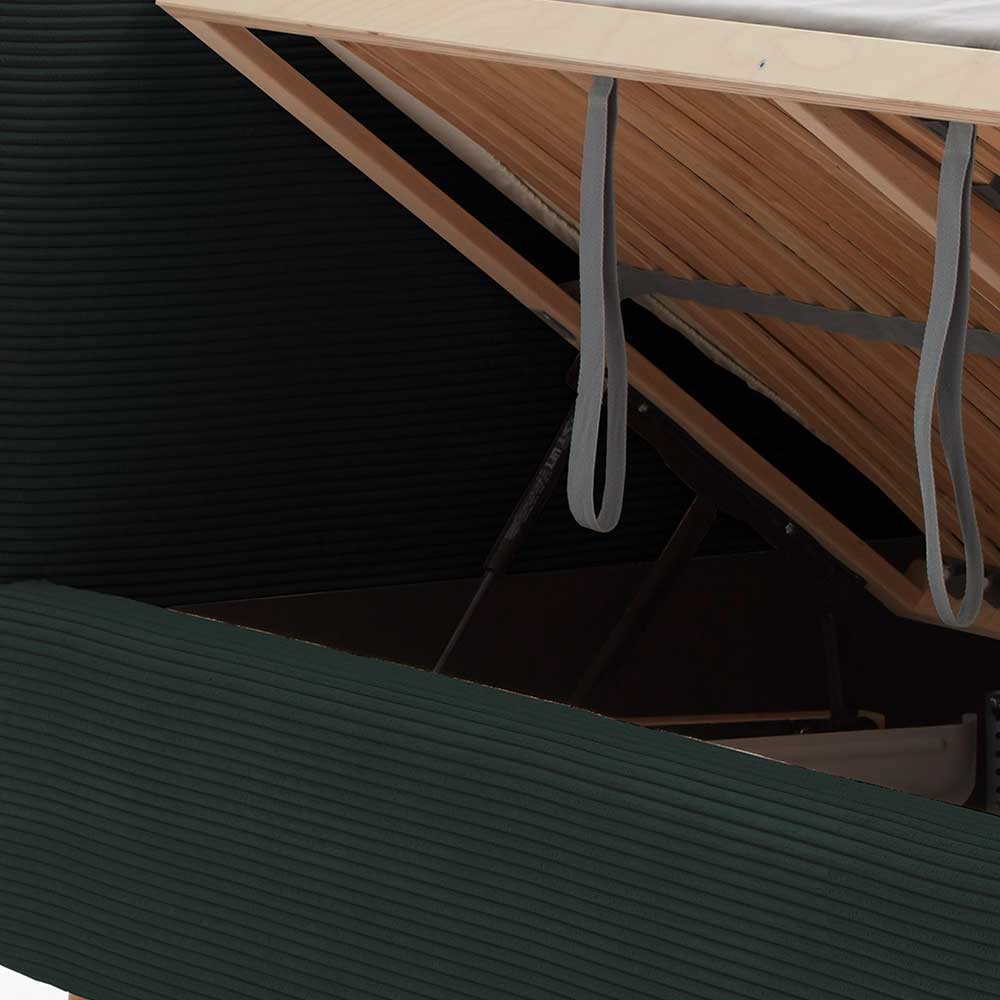 Doppelbett in Dunkelgrün Cord - Topra