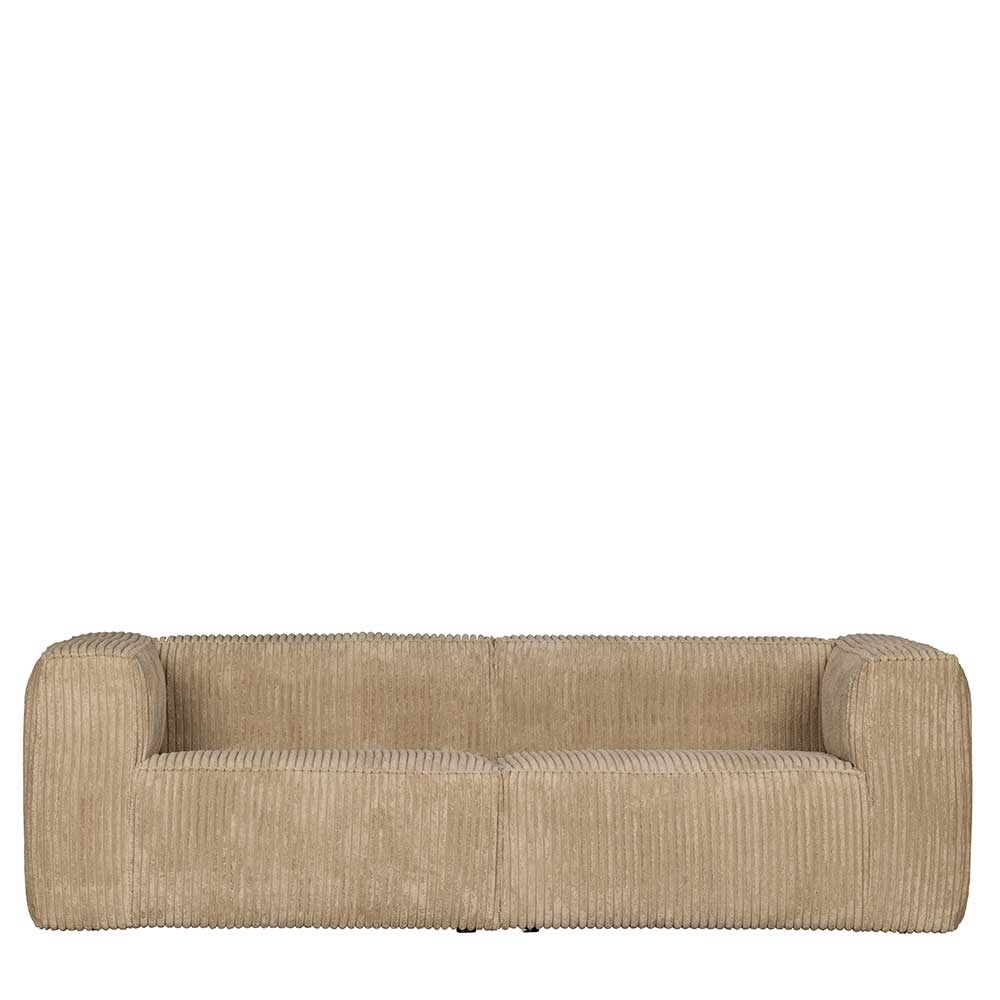 Beiges Loungesofa aus Cordstoff mit tiefem Sitz und modernem Design – Loudes