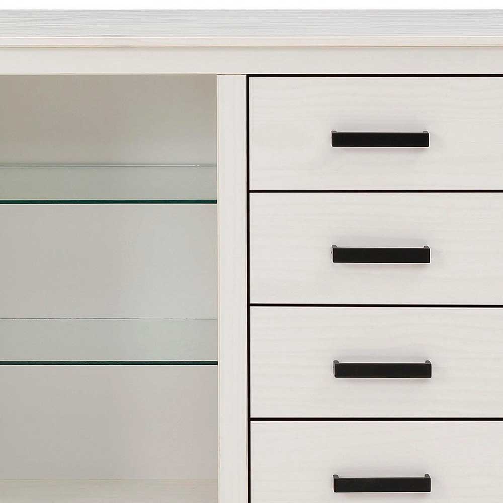 Design Sideboard in Weiß mit Schwarz - Manduza