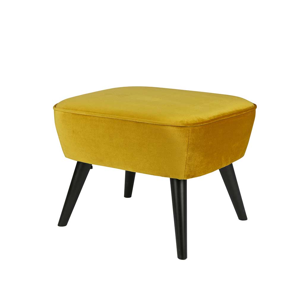 Retro Hocker Almyna in Gelb Stoff