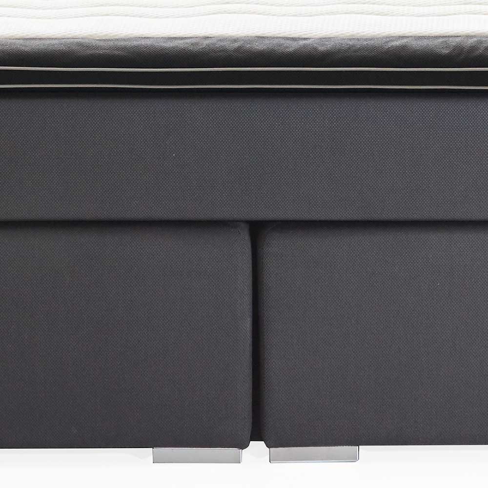 LED Boxspringbett in Dunkelgrau Stoff - Rumanticus