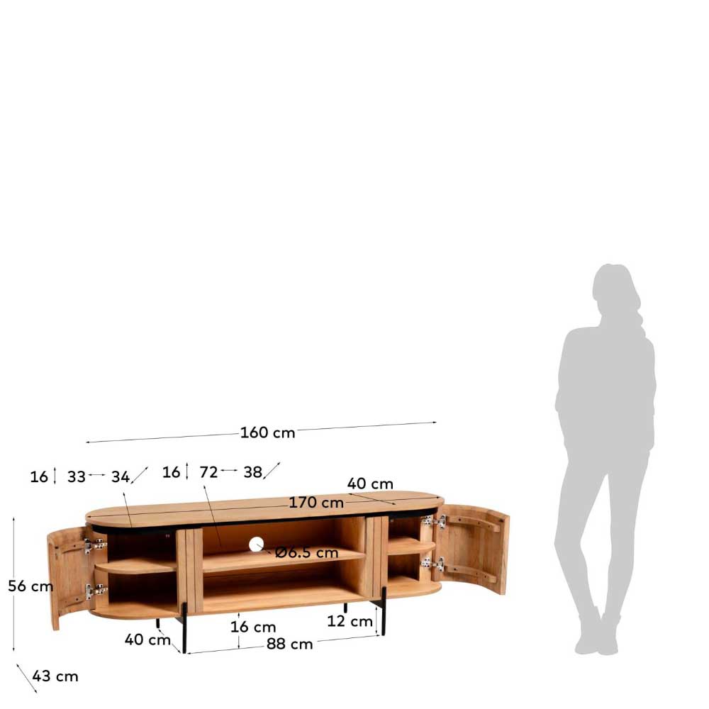 160x56x43 TV Element in Naturfarben - Ilvenda