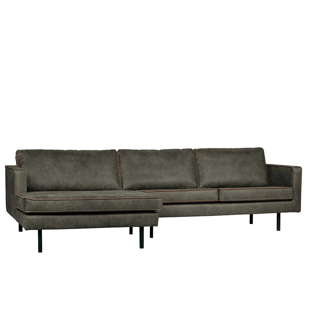 Recyclingleder Sofaecke in Oliv Grün - Laconca