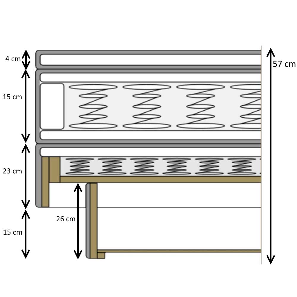 Dunkelgraues Boxspring-Bett mit Bettkasten - Jubby