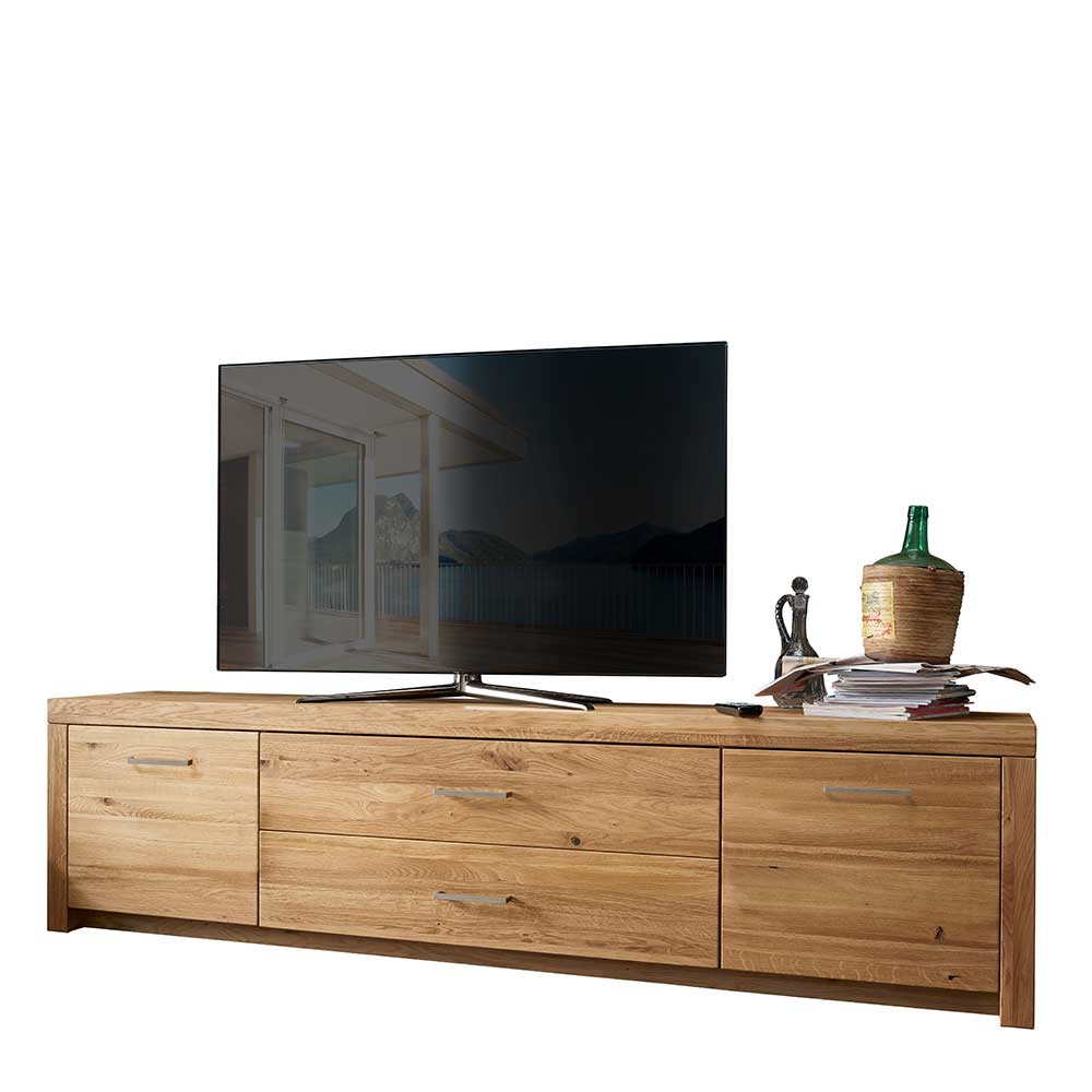 Wildeiche TV Lowboard aus geöltem Massivholz - Loitons